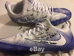 Evan Engram Giants Auto Rookie Game Used Cleats Vs Chiefs Signed Coa + Photo