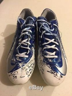 Evan Engram Giants Auto Rookie Game Used Cleats Vs Eagles Signed Coa + Photo