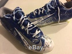 Evan Engram Giants Auto Rookie Game Used Cleats Vs Eagles Signed Coa + Photo