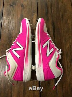Game Used Lance Lynn Mothers Day New Balance Baseball Cleats Pink Size 14