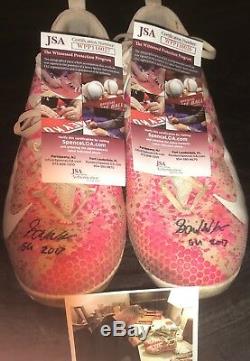 Gavin Lux Dodgers Signed 2017 Mother's Day Game Used Cleats JSA WITNESS COA