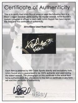 Ichiro Suzuki Game Used Autographed Insc. Cleats 2014 Yankees