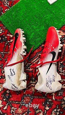 JC Jackson signed Game Worn Cleats New England Patriots with COVID TRACKER