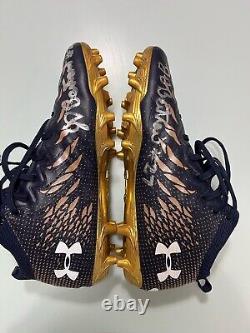 JD Bertrand Signed Game Used Shamrock Series 2021 Notre Dame Cleats JSA COA