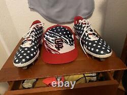 JOC PEDERSON San Francisco Giants Game Used Worn Cleats, Cap. And Ball