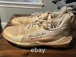 James Triantos Chicago Cubs Game Used 2022 White Autographed Signed cleats Pair