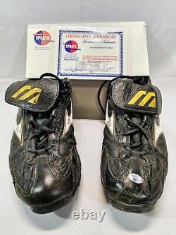 Jeremy Burnitz Brewers Fan Favorite Signed Game Used Worn Baseball Cleats COA