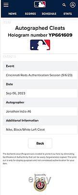 Jonathan India Cincinnati Reds Game Used Cleats Jordan 1's Black/White 2023 MLB