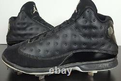 Jordan 13 Baseball Cleats Mlb Player Worn #59 Pitchers Toe Black Rare (size 13)