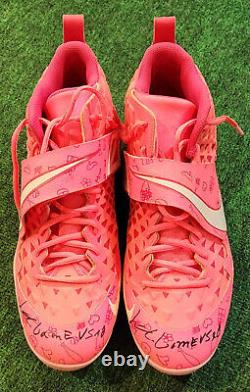 Junior Caminero Signed Autographed Game Used Pink Nike Cleats