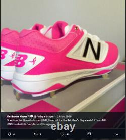 KeBryan Hayes Game Used & Autographed Pink Mother's Day Baseball Cleats LOA