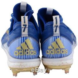Kris Bryant Chicago Cubs Signed GU Blue & Gold Cleats with Game Used 2017 Insc