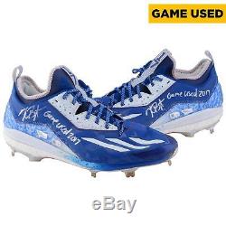 Kris Bryant Chicago Cubs Signed GU Blue & White Cleats & Game Used 2017 Insc