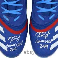 Kris Bryant Chicago Cubs Signed GU Blue and Red Cleats & Game Used 2019 Insc