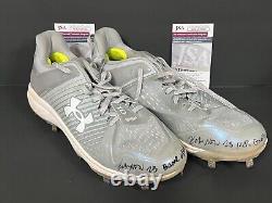 Kyle Manzardo Guardians Auto Signed 2023 Game Used Cleats JSA COA Gray