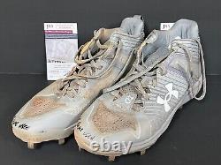 Kyle Manzardo Guardians Auto Signed 2023 Game Used Cleats JSA COA Gray