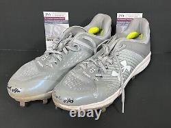 Kyle Manzardo Guardians Auto Signed 2023 Game Used Cleats JSA COA Gray