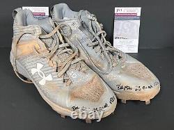 Kyle Manzardo Guardians Auto Signed 2023 Game Used Cleats JSA COA Gray