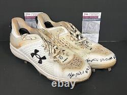 Kyle Manzardo Guardians Auto Signed 2023 Game Used Cleats JSA COA White