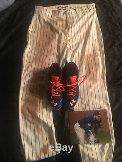 Lucas Duda game used pants cleats Ny Mets issued used Mlb braves royals rays
