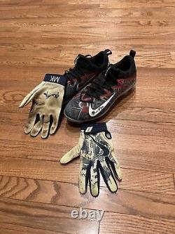 Matt Kemp MLB Game Used Autographed Custom 1 of 1 Cleats and Batting Gloves