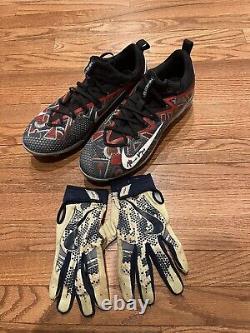 Matt Kemp MLB Game Used Autographed Custom 1 of 1 Cleats and Batting Gloves