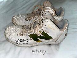 Matt Shaw Chicago Cubs Auto Signed 2024 Game Used Cleats Beckett Witness Holo