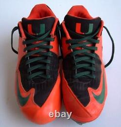 Miami Hurricanes Game Worn Game Used Nike Pe Baseball Cleats Spikes 11.5 Rare