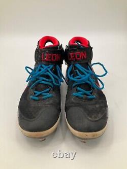 Miami Marlins Team Issued Black& Blue Nike Game Used Cleats Size 11