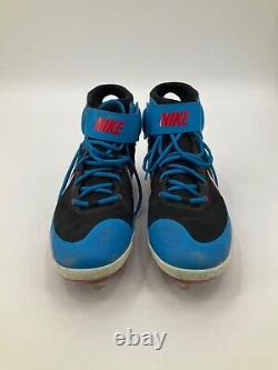 Miami Marlins Team Issued Black& Blue Nike Game Used Cleats Size 12.5