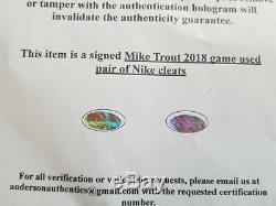 Mike Trout Signed Game Used Cleats Dual Signed 18 G/u Anderson Auth & Psa/dna