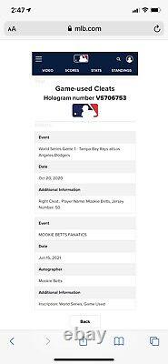 Mookie Betts Los Angeles Dodgers Game Used Air Jordan Cleats 2020 World Series
