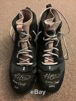 Mookie Betts MLB Holo Signed LOA Game Used Dual Autographed Cleats 2016 Red Sox