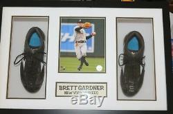 NY Yankees Brett Gardner Rookie Year Multi-game Used L&R Cleats with3 Autographs