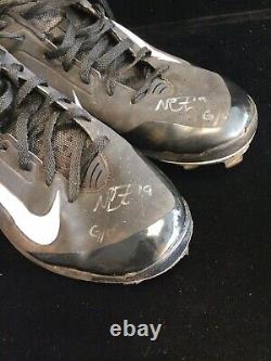Nestor Cortes Signed Game Used Nike Cleats Pair JSA Certified Auto Heavy Use