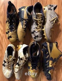 Notre Dame Football 2016,17 Game Used Under Armour Cleats Size 12,13.5,14 Gloves