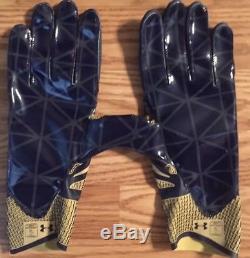 Notre Dame Football 2016,17 Game Used Under Armour Cleats Size 12,13.5,14 Gloves