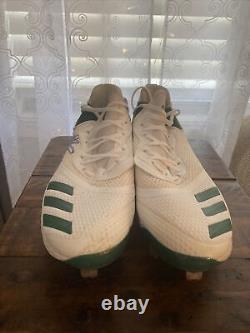 Oakland As Game Worn/ Signed Adidas Cleats Aaron Brooks Sz 13