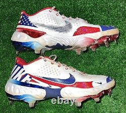 Ozzie Albies Atlanta Braves 2021 4th of July Game Used Cleats Signed Beckett COA