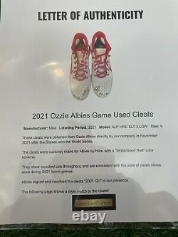 Ozzie Albies Atlanta Braves Game Used Cleats 2021 Signed LOA