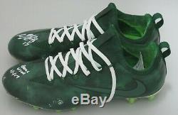 Packers DAVANTE ADAMS Signed'16 Game Used NIKE Football Cleats AUTO with 1/1/17