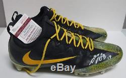 Packers DAVANTE ADAMS Signed'16 Game Used NIKE Football Cleats AUTO with 10/16/16