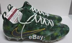 Packers DAVANTE ADAMS Signed'16 Game Used NIKE Football Cleats AUTO with 10/30/16