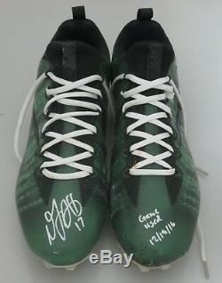 Packers DAVANTE ADAMS Signed'16 Game Used NIKE Football Cleats AUTO with 12/18/16