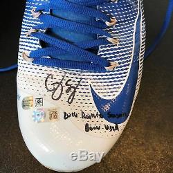 Pair Of Corey Seager Signed Inscribed Rookie Game Used Cleats MLB + Fanatics COA