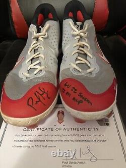 Paul Goldschmidt Cardinals Game Used Cleats Signed Inscribed 22 MVP 2022 Season