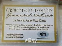RARE Carlos Ruiz Philadelphia Phillies 2008 Game Used Worn Custom CR Cleats COA