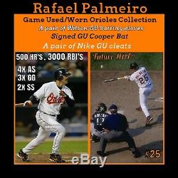 Rafael Palmeiro game used Orioles collection, Bat, Cleats, Batting gloves, RARE HOf