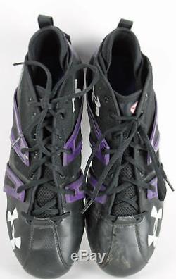 Ravens Ray Lewis Game Used Signed Size 12.5 Under Armour Cleats JSA Witness