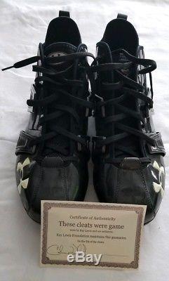 Ray Lewis GAME USED/WORN cleats with COA from his foundation. Ravens DPOY HOF